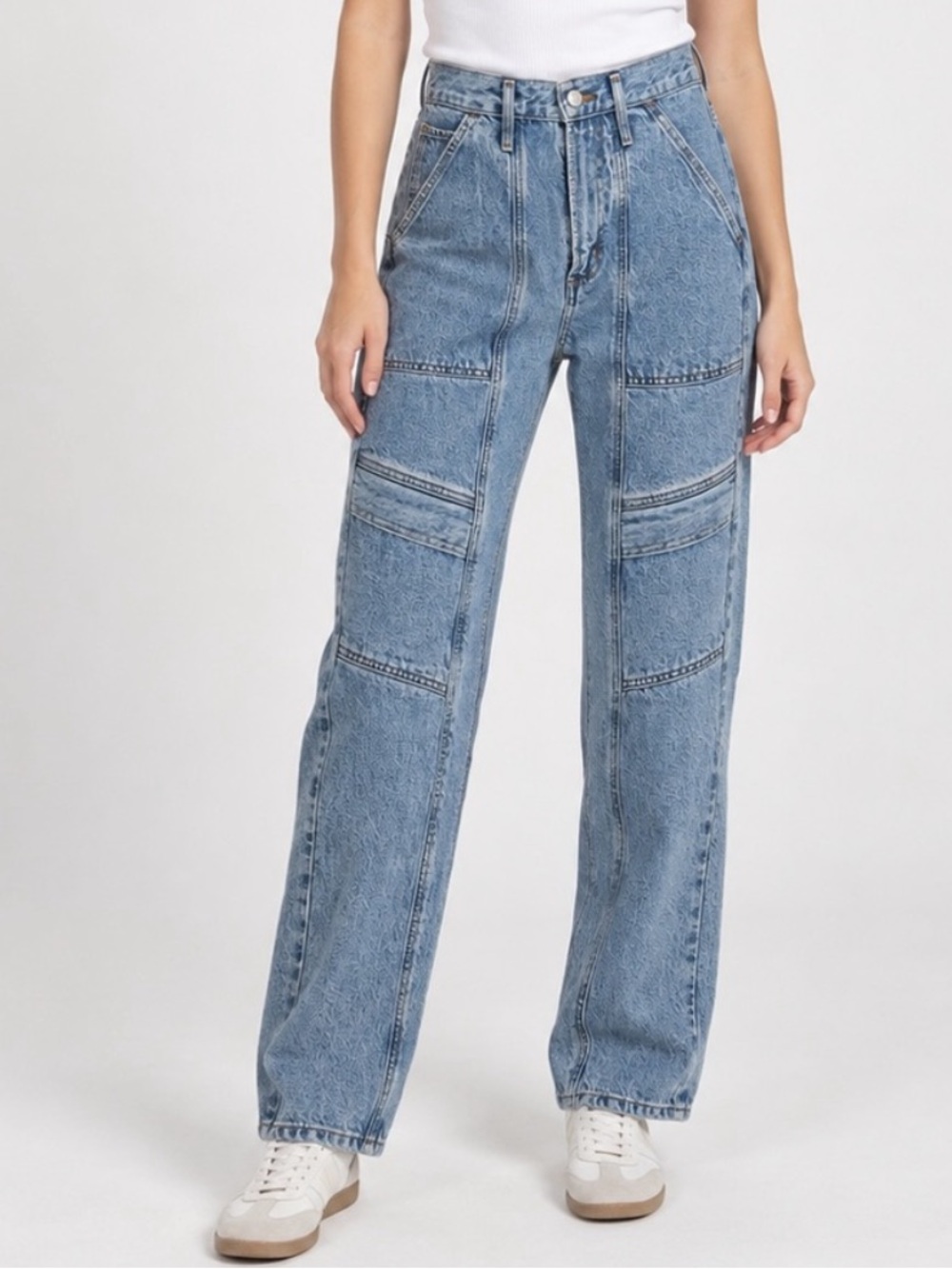 AGOLDE Cooper Cargo Jeans Light Wash High Rise Utility Straight Leg 6132